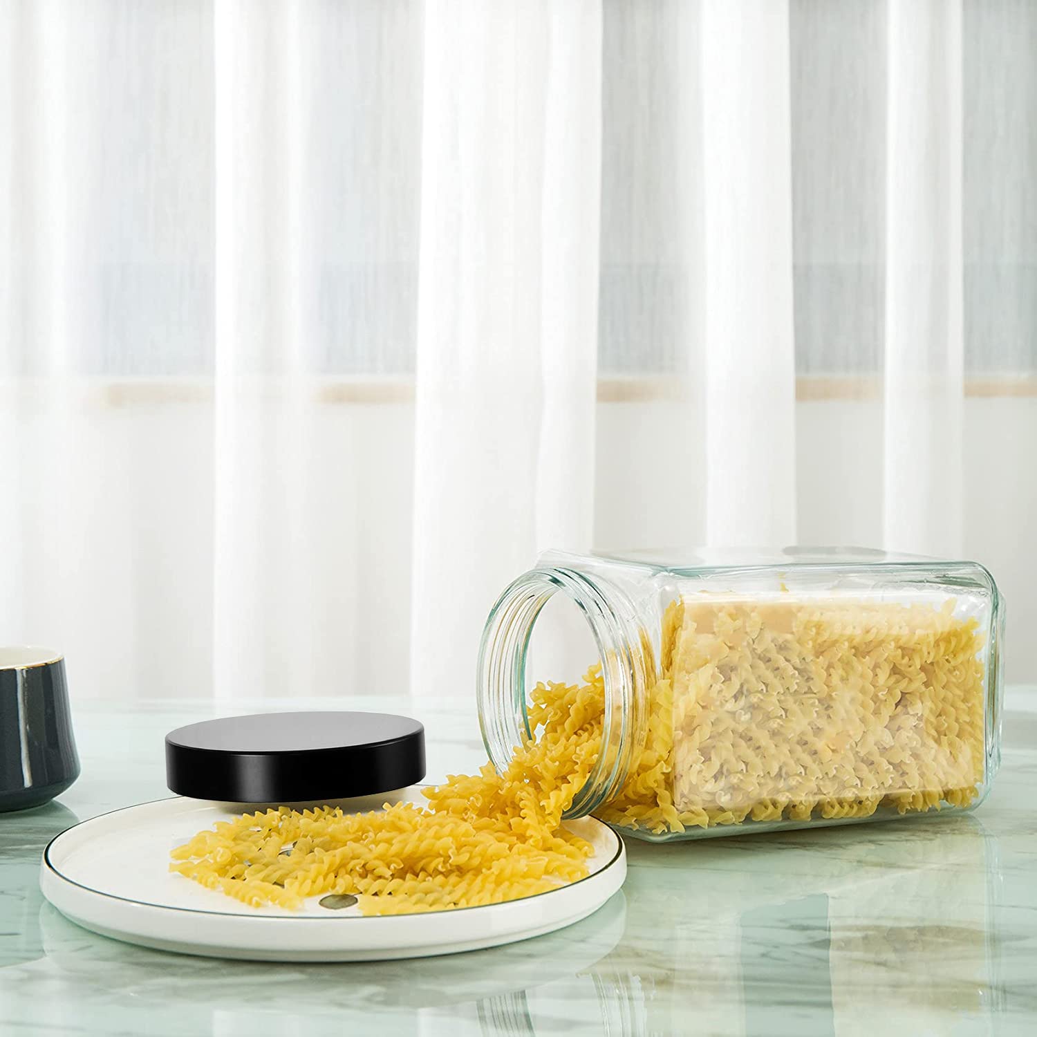 CLOUDMART Piramal Glass Square Clear Jars & Containers for Kitchen Pantry, Snacks, Masala, Honey, Pickles, Cookies, Dry Fruits,